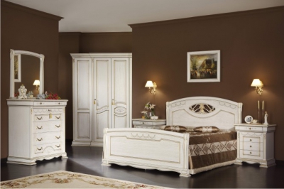 Мебель для спальни «Лаура» белый/патина золото